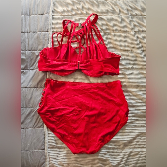 Adore Me Red Strappy Bikini Set 40DD/1XL Bottoms - Picture 15 of 15